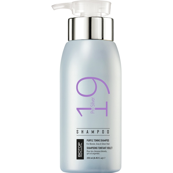 Шампунь для нейтрализации желтизны волос BIOTOP 19 Pro Silver Purple Toning Shampoo, 250 мл