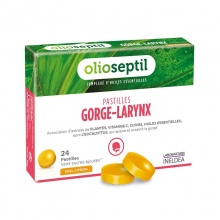 Пастилки для розмоктування Горло-Гортань Мед-Лимон Olioseptil PASTIILES GORGE-LARYNX, 24 пастилки - Фото №1
