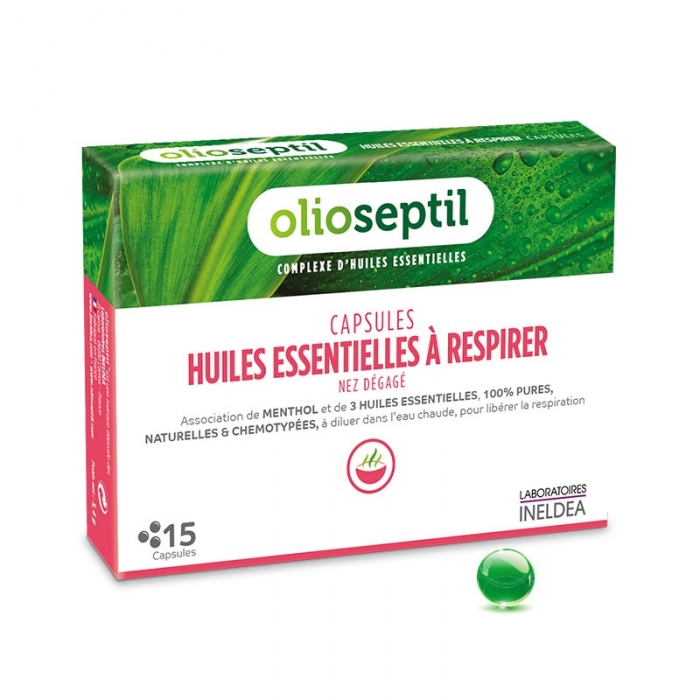 Капсулы для ингаляций Olioseptil HUILES ESSENTIELLES A RESPIRER, 15 капсул
