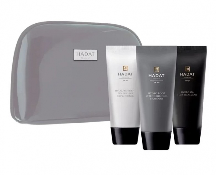 Укрепляющий набор для волос с косметичкой HADAT HYDRO HAIR GROWTH SET, 210 мл