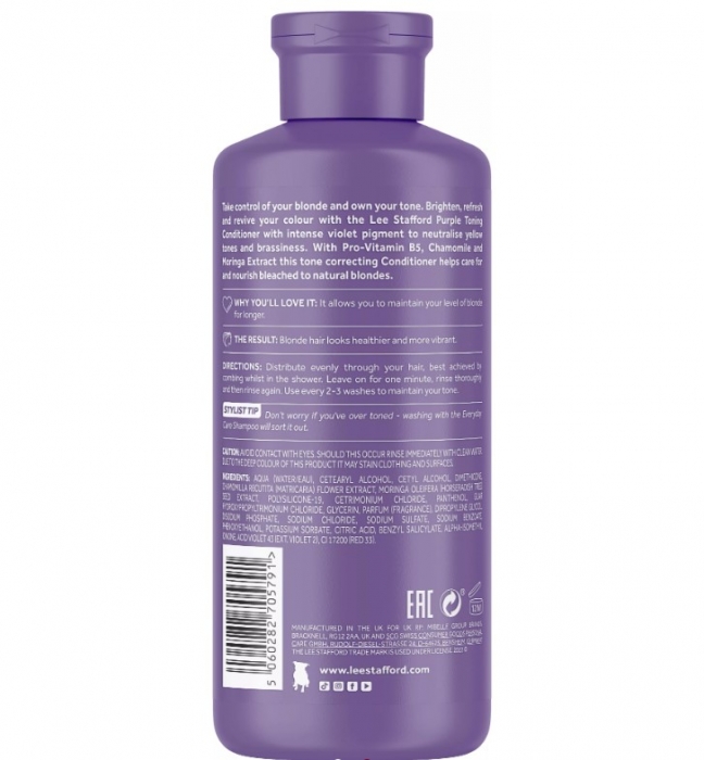 Тонуючий фіолетовий кондиціонер для освітленого волосся Lee Stafford Bleach Blondes Purple Toning Conditioner - Фото 3