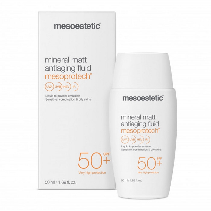 Мінеральний матуючий флюїд для жирної шкіри Mesoestetic Mesoprotech Mineral Matt Antiaging Fluid SPF50, 50 мл