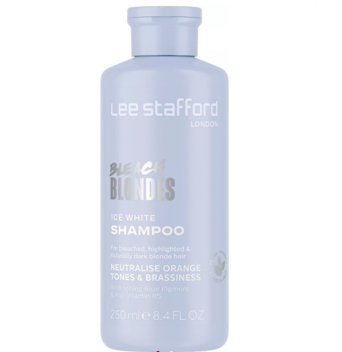Шампунь для волос с синим пигментом Lee Stafford Bleach Blondes Ice White Toning Shampoo, 250 ml - Фото 1