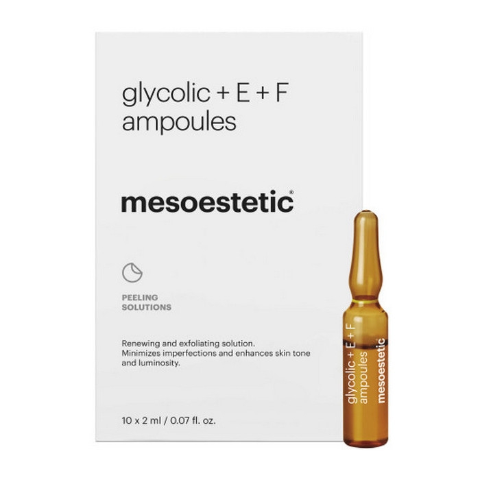 Ампули з гліколевою кислотою «Гліколева кислота 10% + Вітаміни Е та F» Mesoestetic Glucolic acid 10% + vit. E and F ampoules, 10 x 2 мл