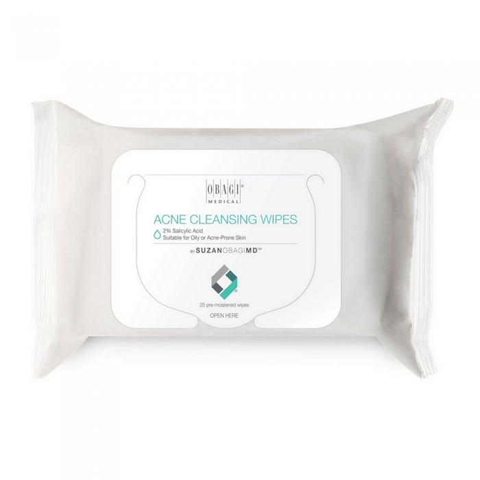 Очищуючі серветки для жирної/проблемної шкіри Obagi SUZANOBAGIMD Acne Cleansing Wipes, 25 шт