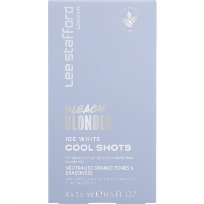 Тонуючі ампули з синім пігментом Lee Stafford Bleach Blondes Ice White Cool Shots, 4х15 ml - Фото 1