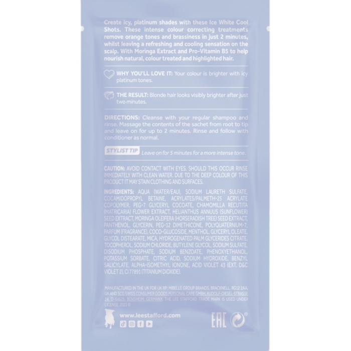 Тонуючі ампули з синім пігментом Lee Stafford Bleach Blondes Ice White Cool Shots, 4х15 ml - Фото 3