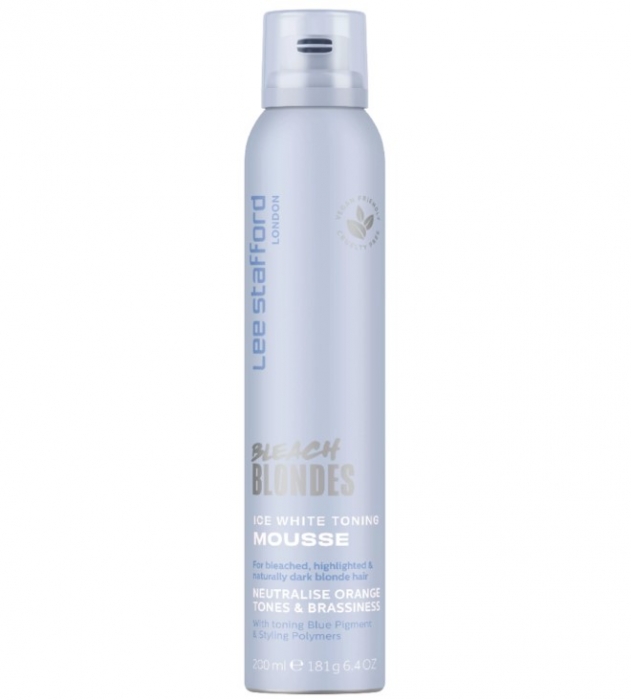 Тонуючий мус із синім пігментом для освітленого волосся Lee Stafford Bleach Blondes Ice White Toningh Mousse, 200 ml