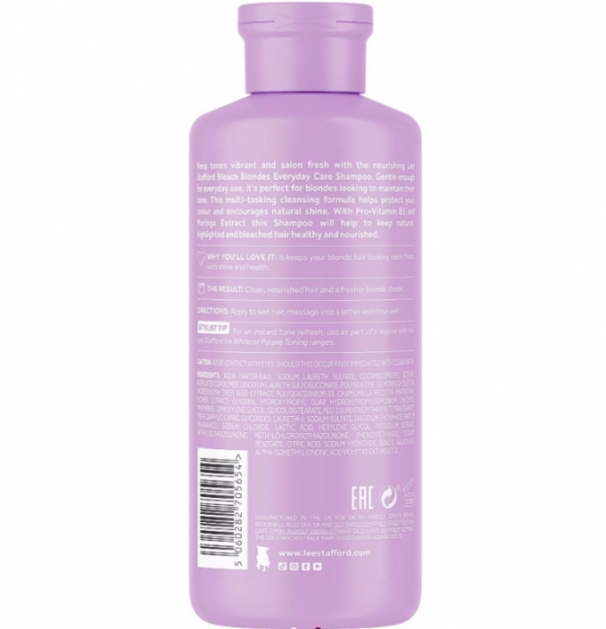 Ежедневный шампунь для осветленных волос Lee Stafford Bleach Blondes Everyday Care Shampoo, 250 ml - Фото 2